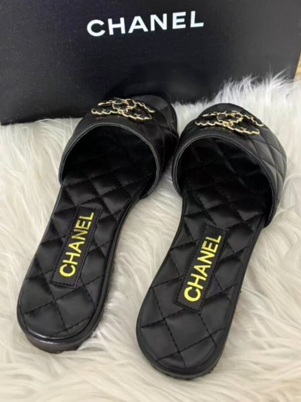 Chanel Quilted Chain Slide Sandals - Picture 5 of 6